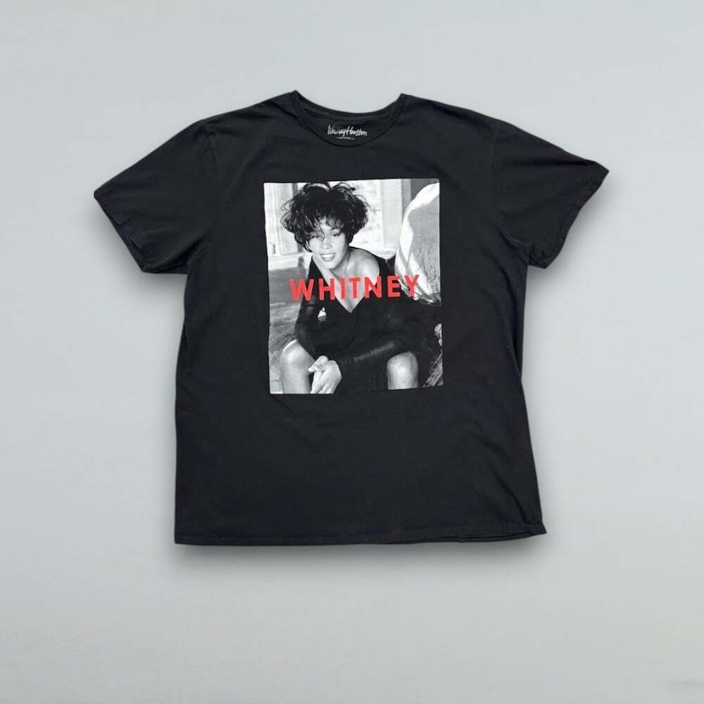 Whitney Houston Black Graphic T Shirt Portrait Music Singer Tee XL